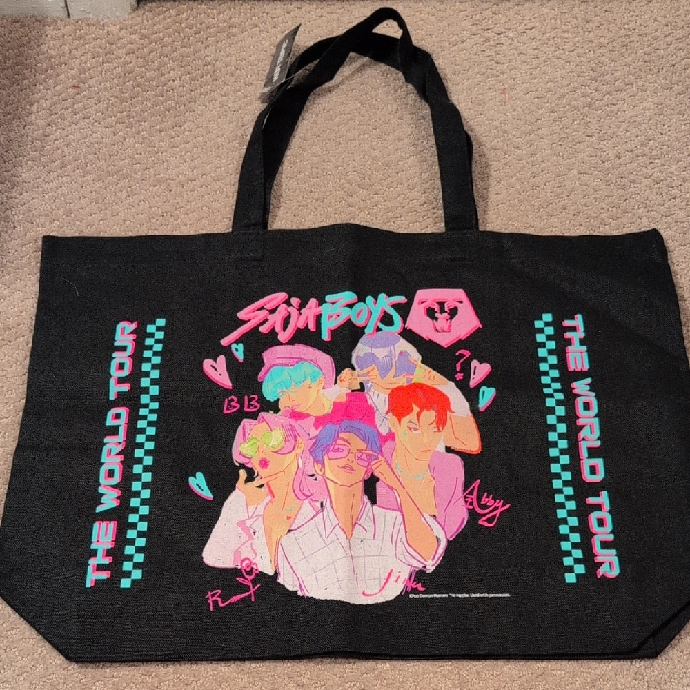 Hot Topic Saja Boys World Tour Black Tote - K Pop Demon Hunters NWT